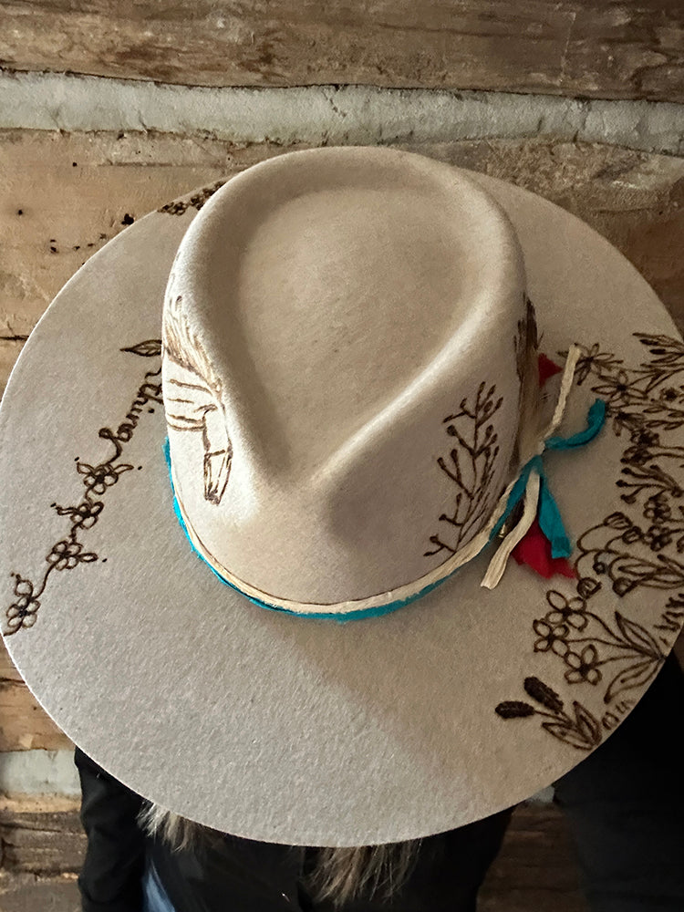Wild Thing Rancher Hat Custom Burned - Oatmeal | Bourbon Cowgirl