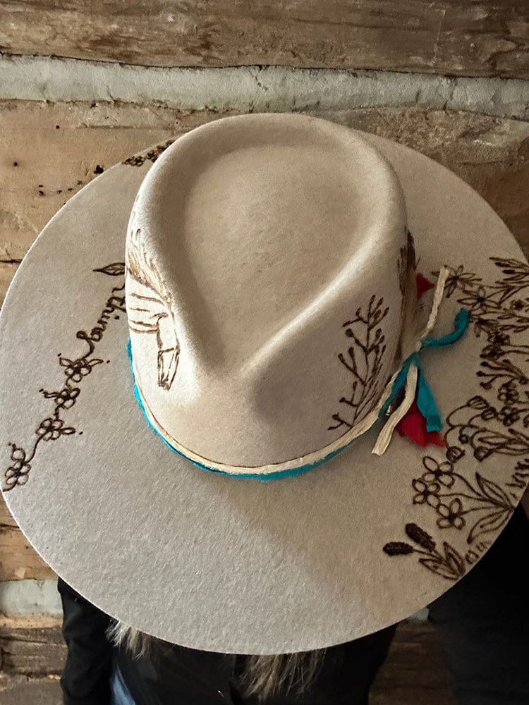 Rancher Hat Custom Burned Oatmeal Bourbon Cowgirl