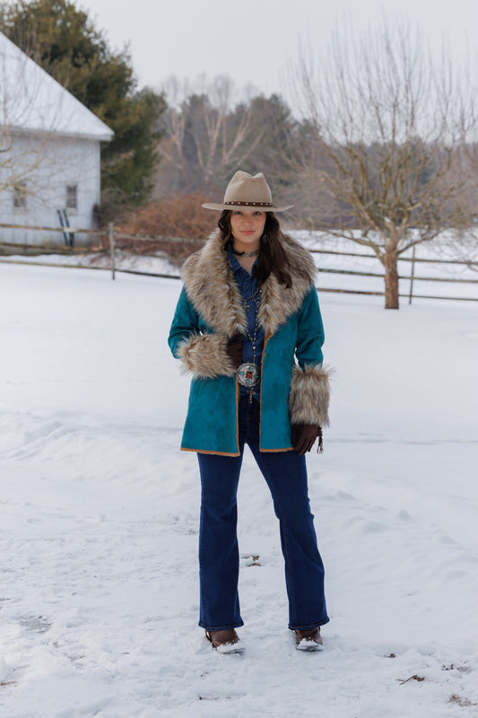 Arna Jacket Coat in Teal by Tasha Polizzi