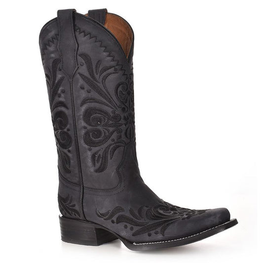 Black Embroidery Inlay Western Boot - Corral Boots