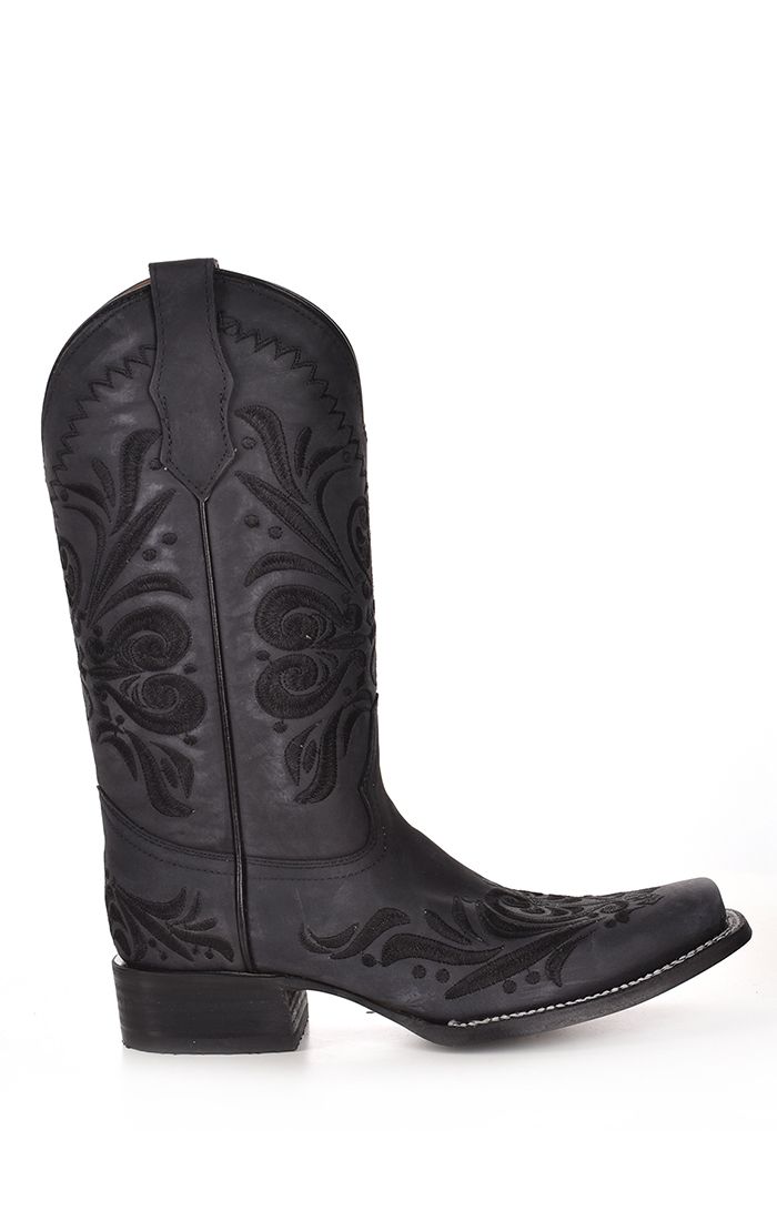 Black Embroidery Inlay Western Boot - Corral Boots