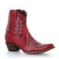 Red Embroidery Zipper Ankle Bootie Western Boot - Corral Boots