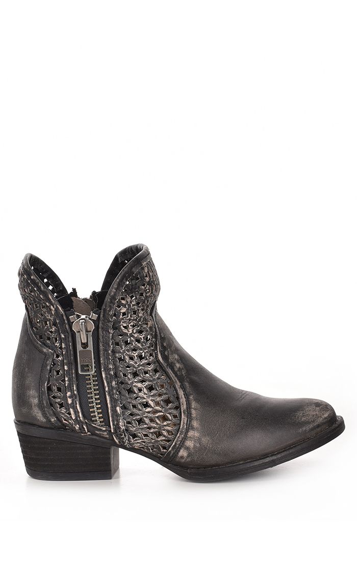 Black Gray Cutout Shortie Western Boot - Corral Boots