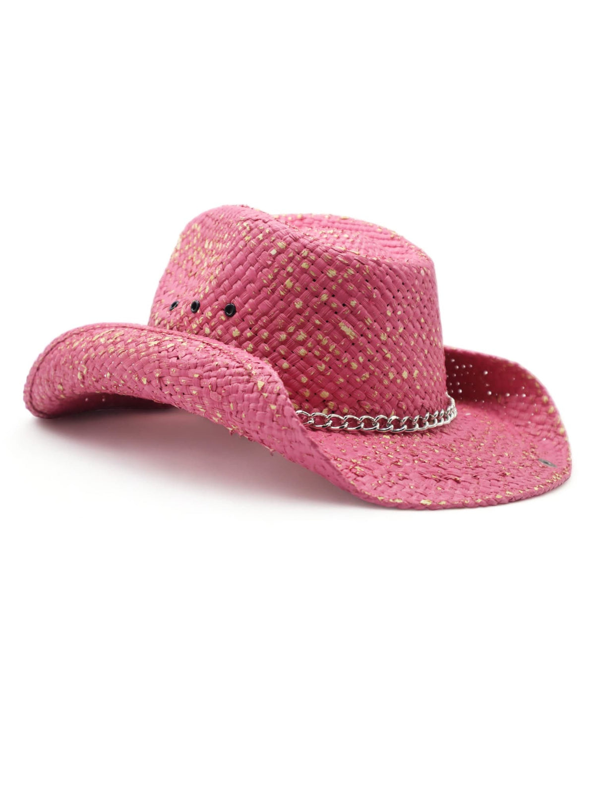 ? Peter Grimm Straw Embellished Cowboy Hat with Pink Trim Heart Drifter Pink Cowboy Hat with Whimsical Heart Band main image 3