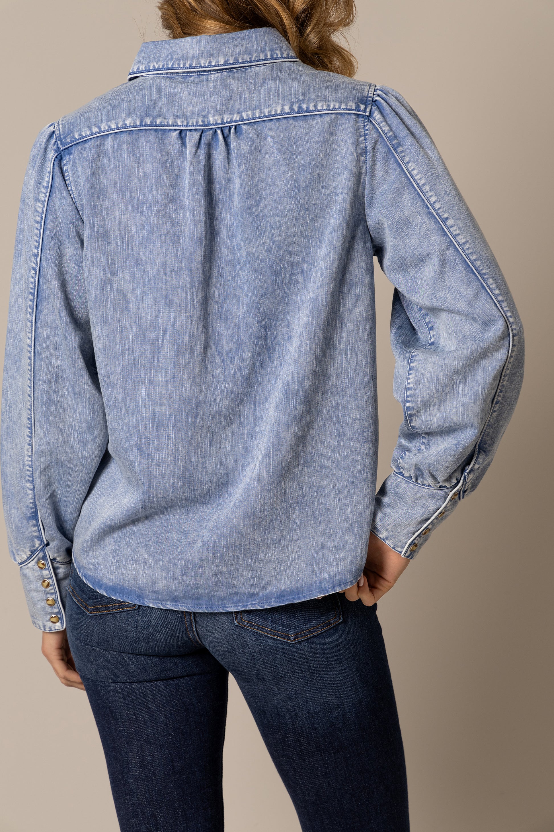 Woman wearing denim shirt - unnamed-188
