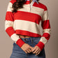 Woman in red & white striped rugby shirt