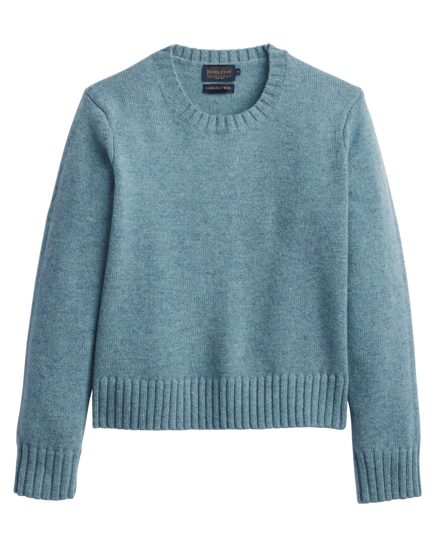 Shetland Collection Relaxed Crew Sweater by Pendleton in Seaglass Blue Heather
