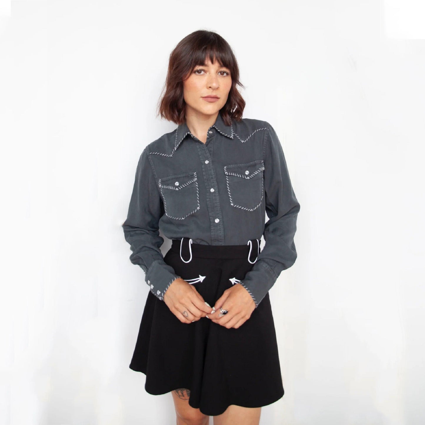 H Bar C Brooklyn Women's Shirt in Charcoal Slate