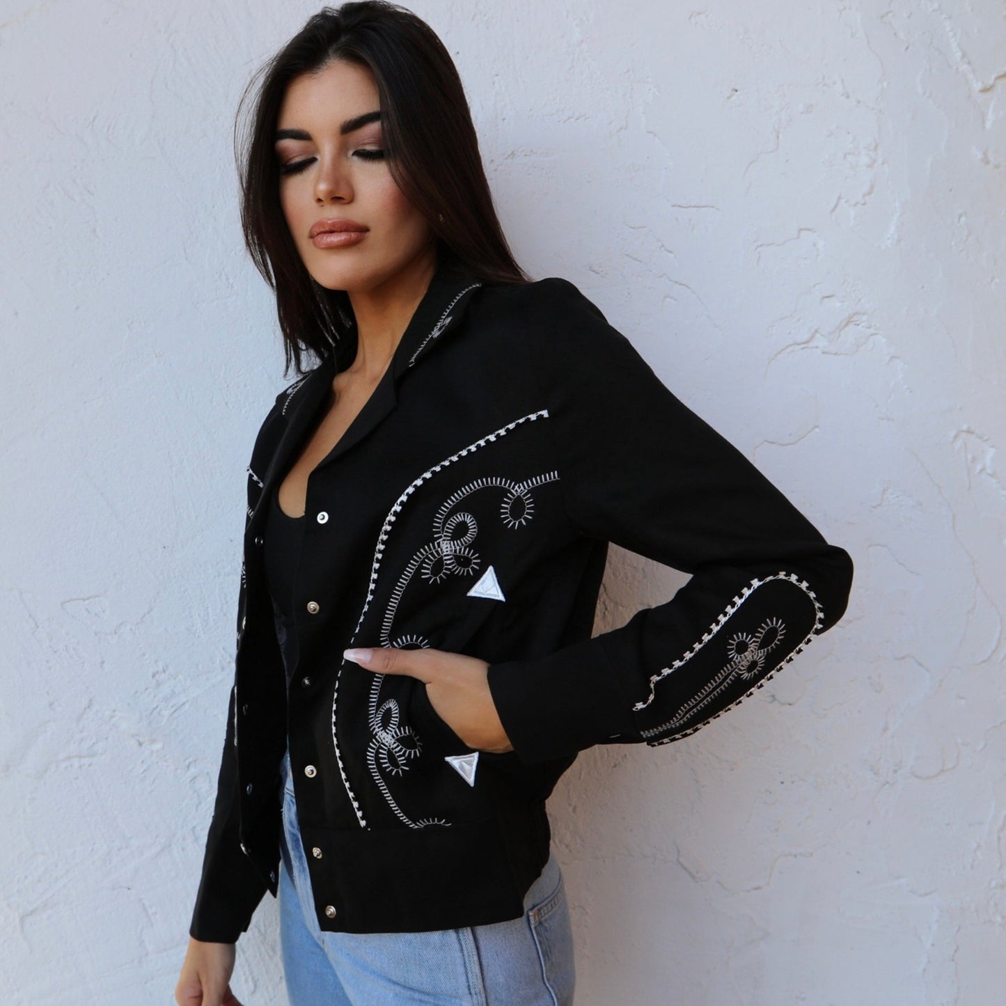 H Bar C Bolero Women's Jacket in Black and White