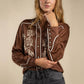 Sendero Dakota Embroidered Long Sleeve Mocha Western Shirt Bourbon Cowgirl