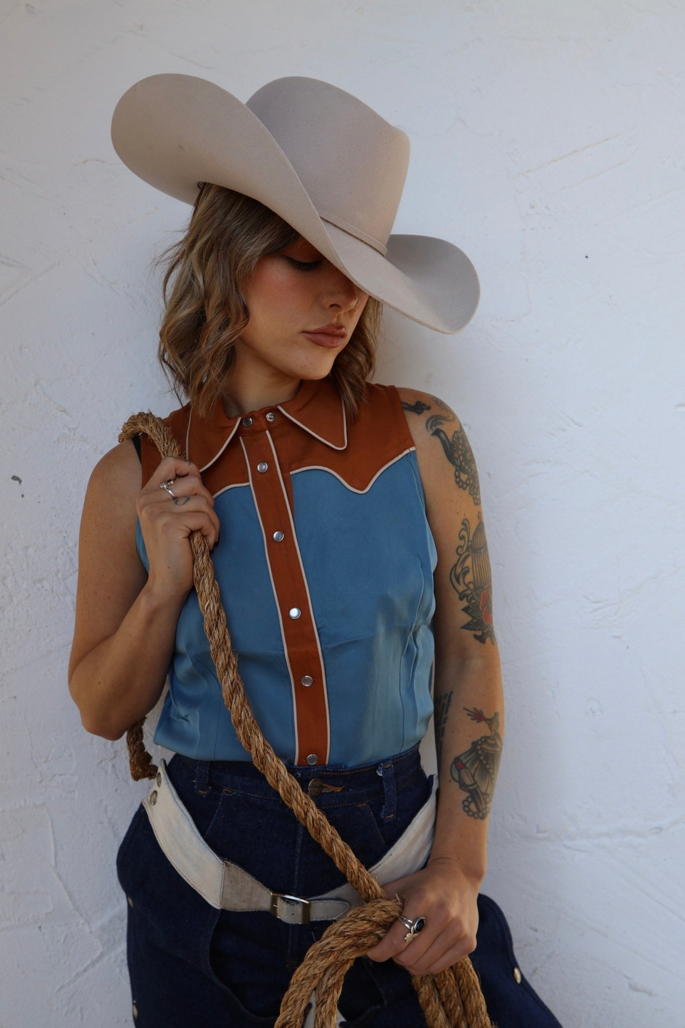 Atlanta Women's Sleeveless Shirt by H Bar C - Columbia Blue