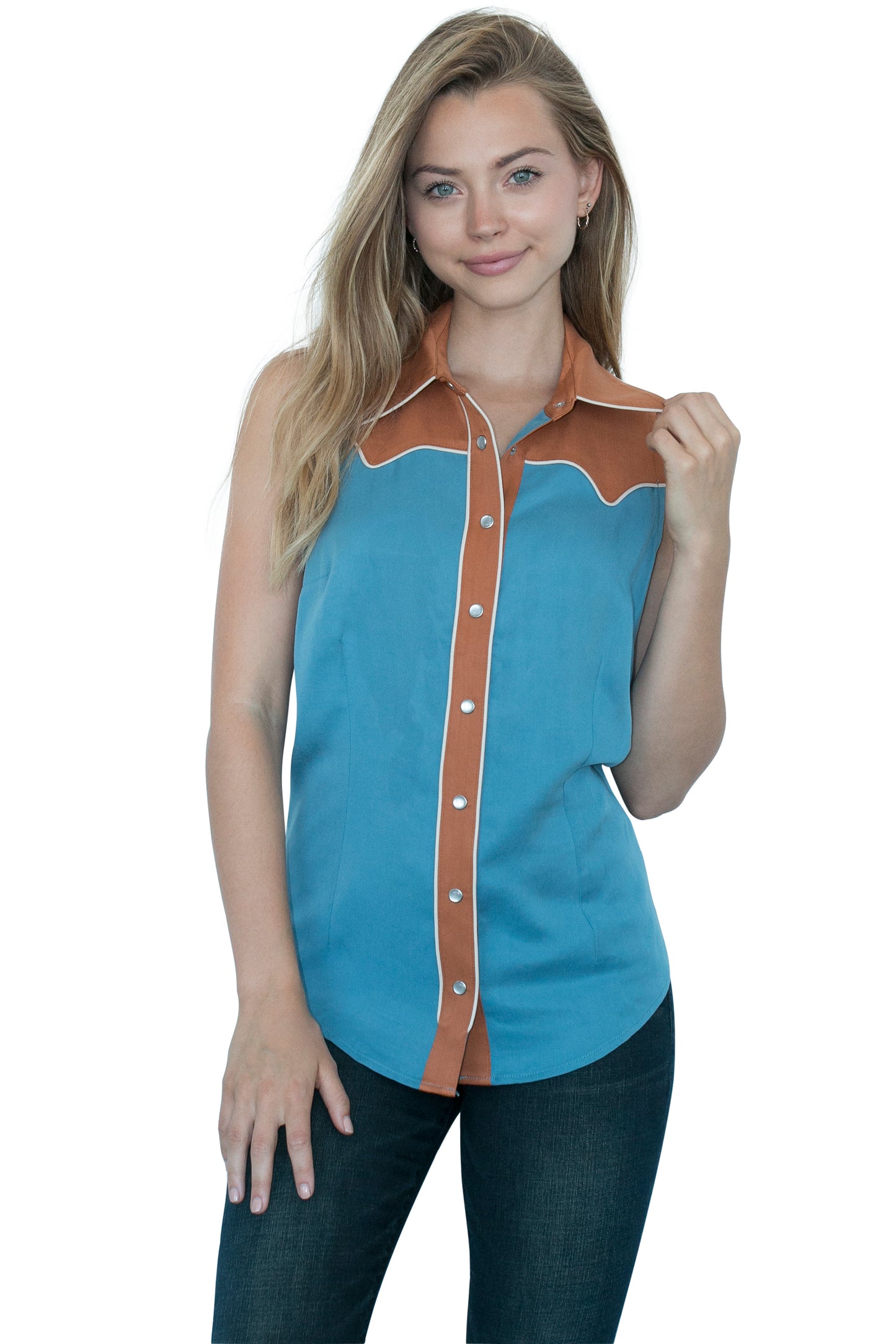 Atlanta Women's Sleeveless Shirt by H Bar C - Columbia Blue