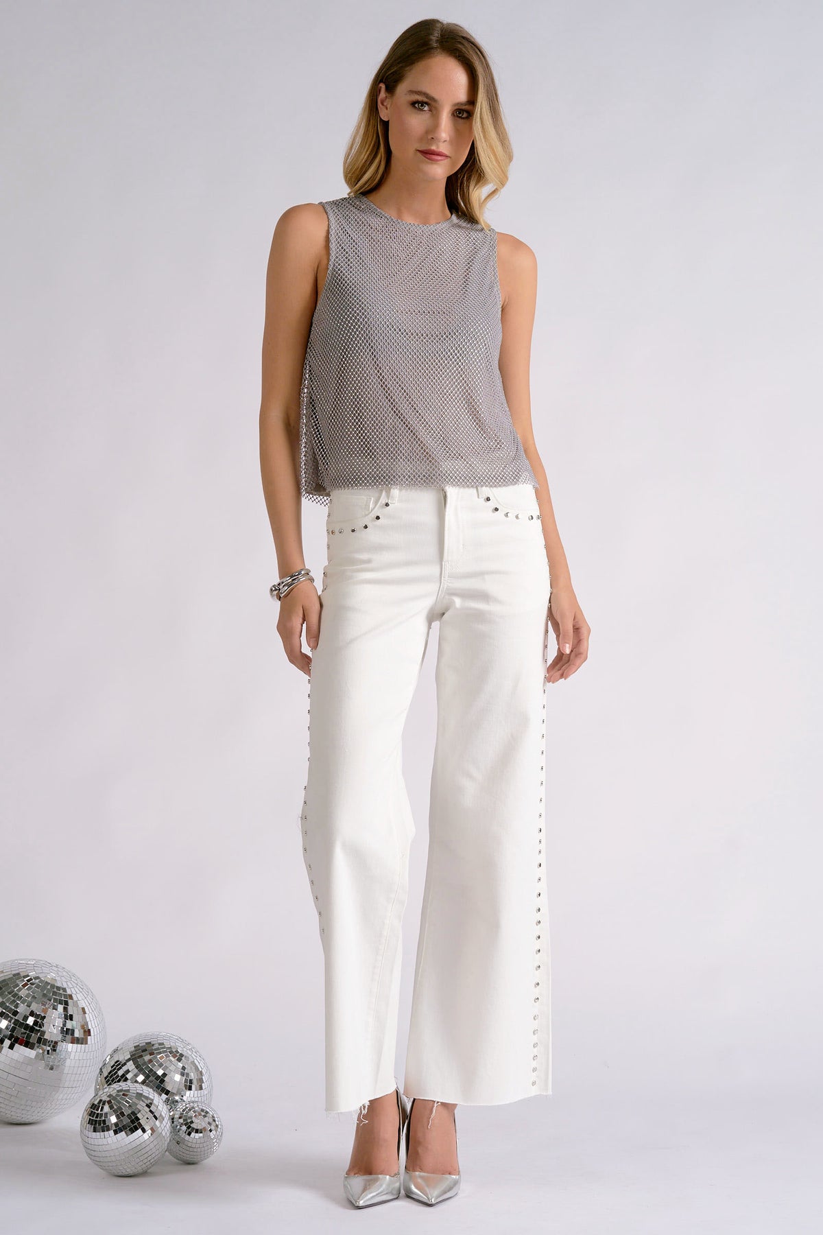 Metallic Mesh Tank Top by Elan