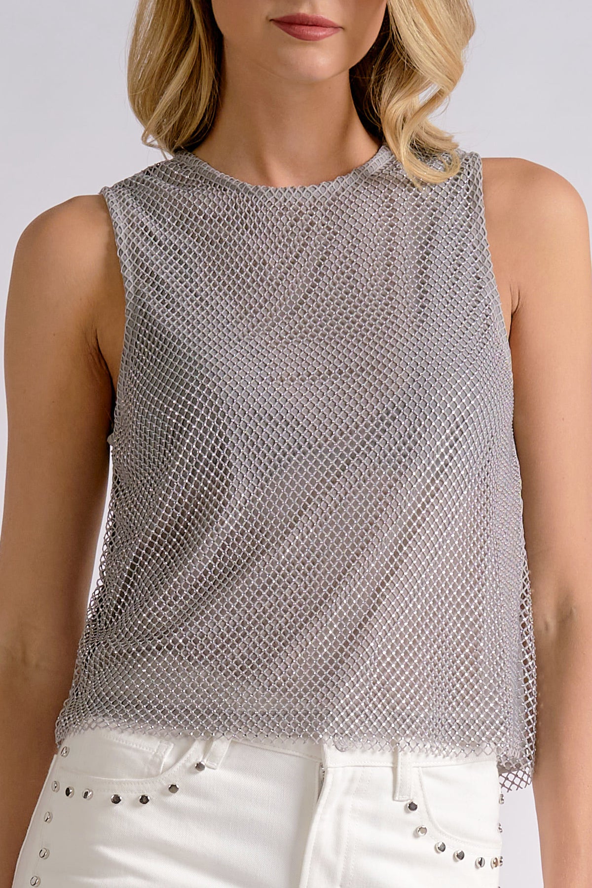 Metallic Mesh Tank Top by Elan