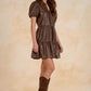 Faux Leather Mini Dress by Elan - Brown