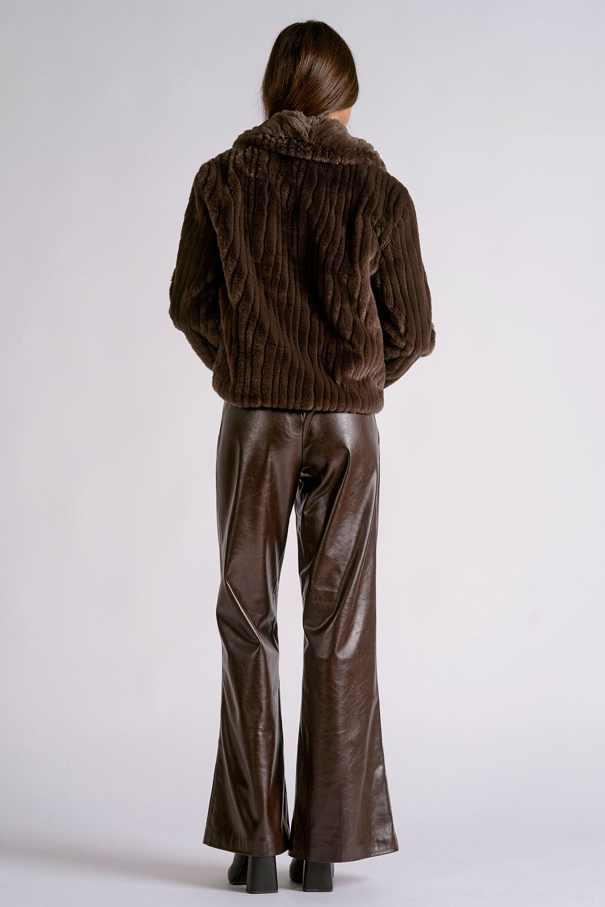Faux Fur Jacket by Elan - Espresso