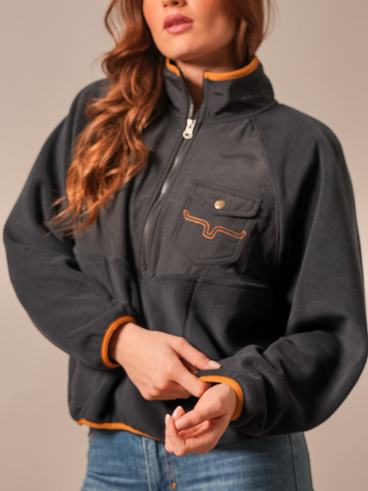 Indie Kimes Ranch Western Half-Zip Sweatshirt Jacket