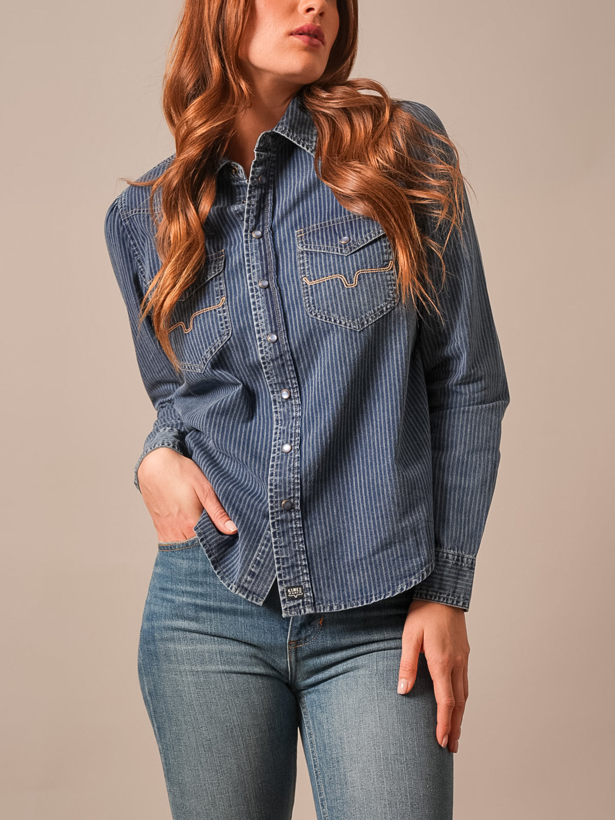 Frankie Snap Front Denim Stripe Shirt by Kimes Ranch