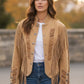 Suede Fringe Lacing Jacket with Bone Bead Details by Scully Leather - Old Rust