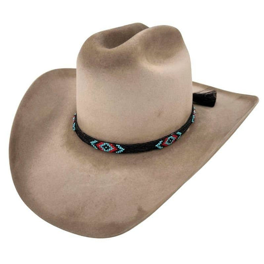 Horsehair Beaded Cowboy Hat Band - Blue Roan