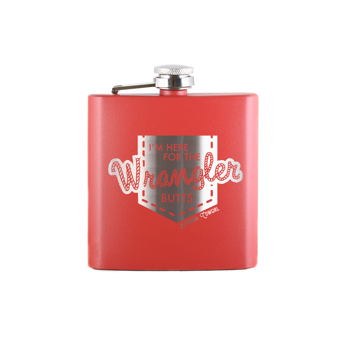 I'm Here for the Wrangler Butts Flask Gift - Bourbon Cowgirl