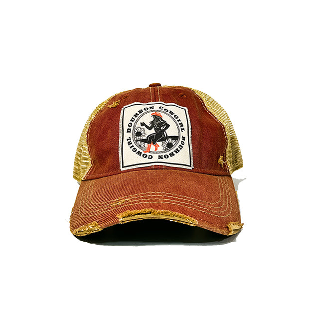 Bourbon Cowgirl Distressed Red Snap Back Trucker Hat
