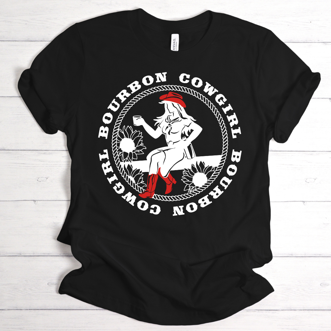 Bourbon Cowgirl Logo Black Tee Shirt - Bourbon Cowgirl